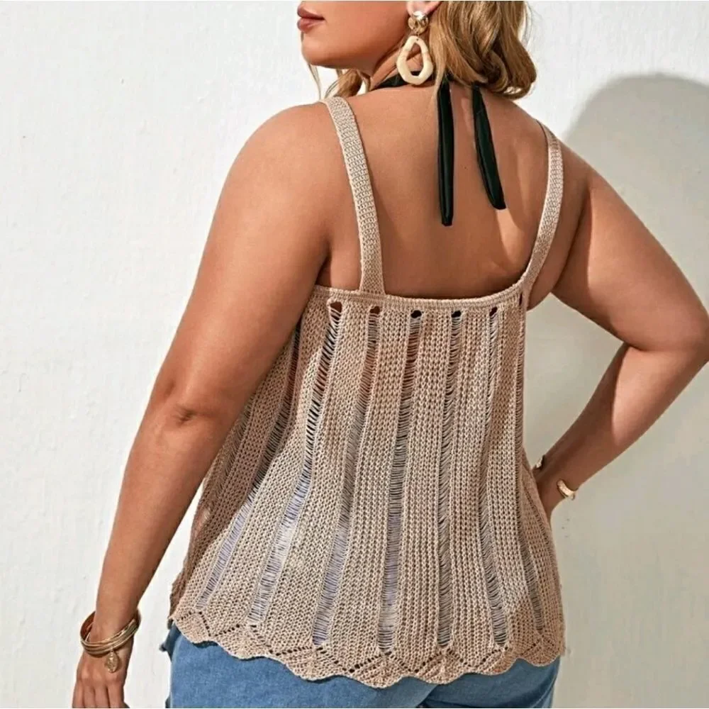 Plus Plain Knitted Cover Up